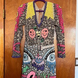 Gorgeous, fully beaded long-sleeved short dress